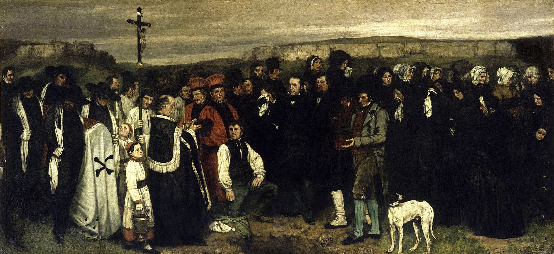 Courbet, Funerale a Ornans, 1849: esplora l’immagine per entrare nei dettagli