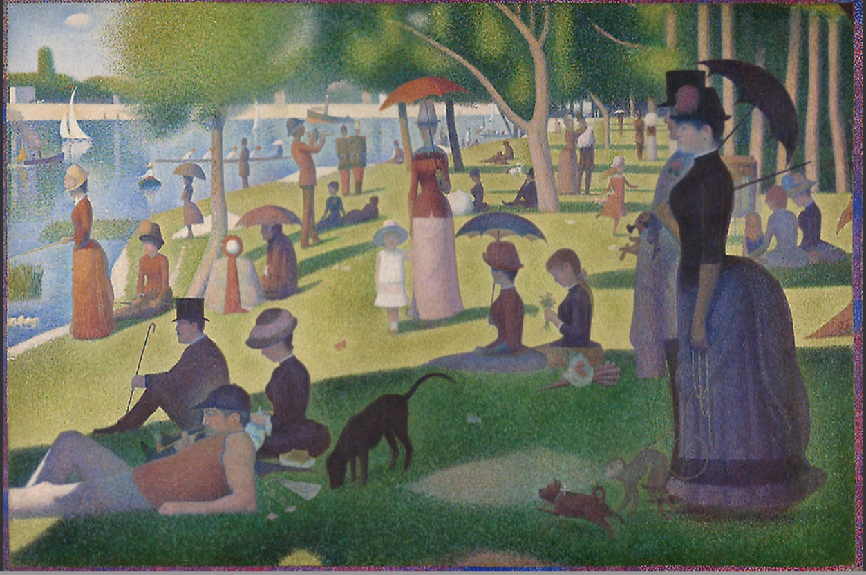 Seurat, La Grande Jatte, 1884-86: esplora l’immagine per entrare nei dettagli