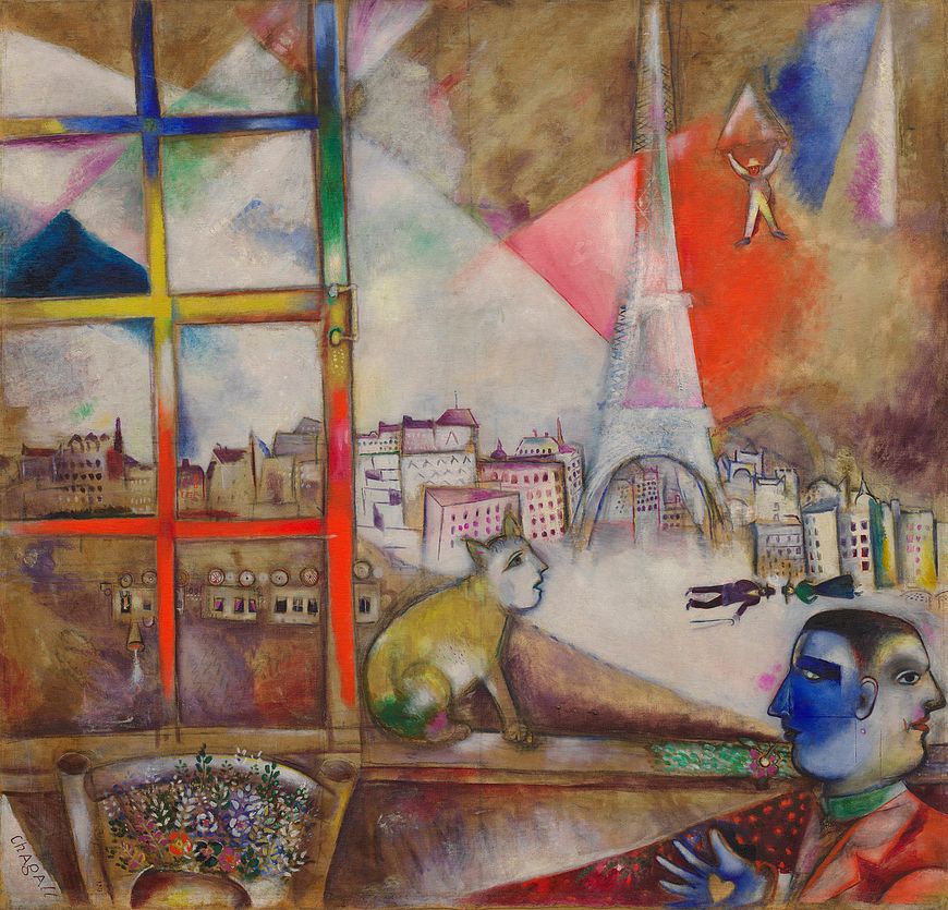 Artisti a Parigi. Immagine densa Chagall, Paris par la fenêtre, 1913